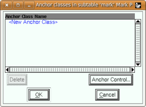 نافذة إضافة صنف مرابط (Anchor class)